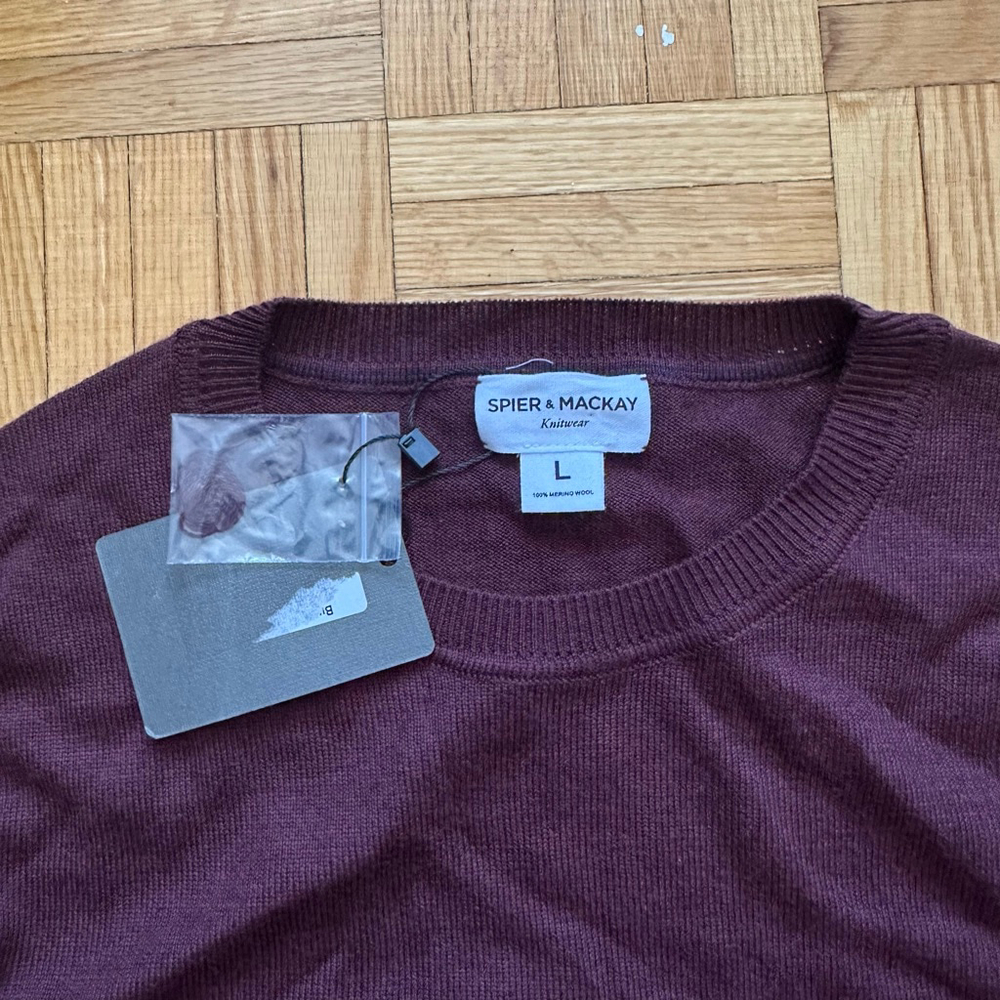 Spier & Mackay Merino Wool Sweater Burgundy Size Large NWT - Picture 4 of 6
